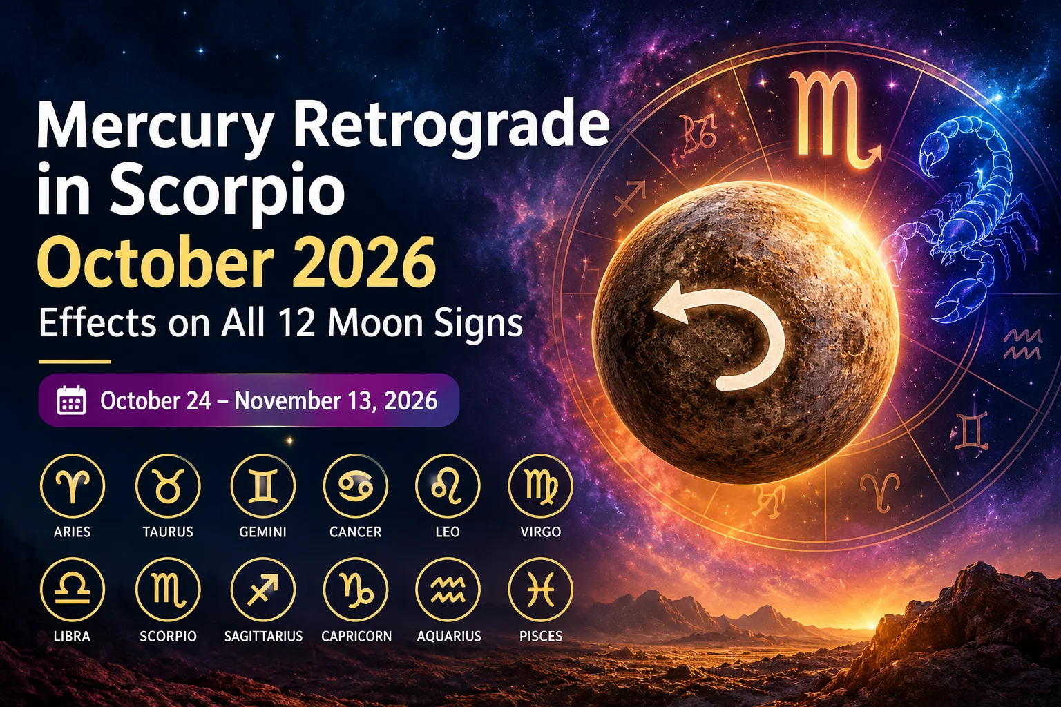 Mercury Retrograde in Scorpio October 2026: Effects on All 12 Moon Signs