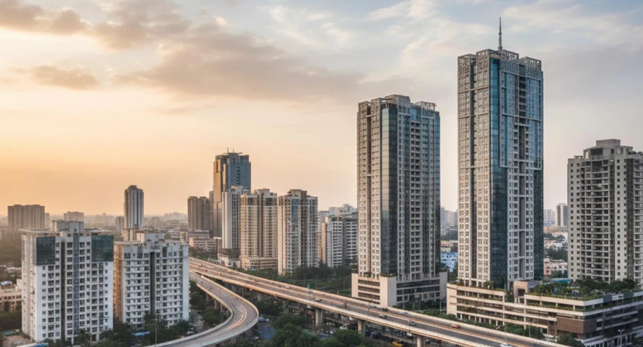 - Residential apartment buildings in Bengaluru representing India's housing market English article