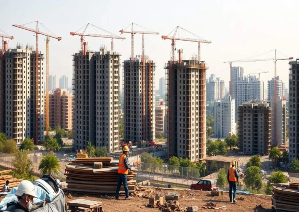 High-rise residential construction in Hyderabad representing the city's housing supply