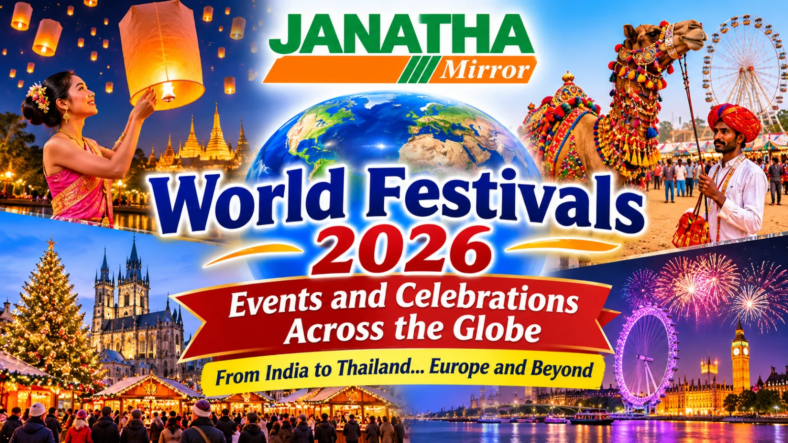 Colourful world festival celebrations featuring lanterns, cultural performances, Christmas lights and traditional Indian festivities